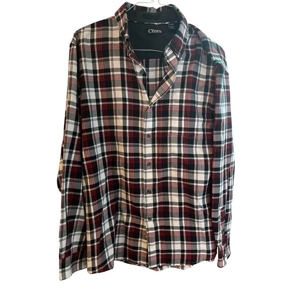 Chaps Men's Red And Black Plaid Button-Down Shirt, Size XL - Picture 1 of 4